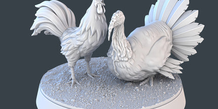 Turkey & Rooster