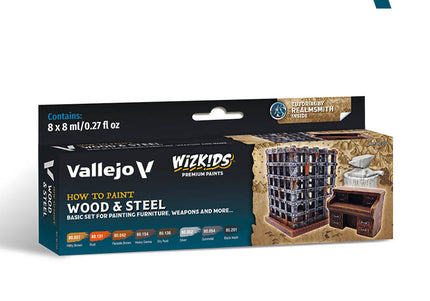 Vallejo Wizkids Premium set: Wood & Steel (8 Colours) Acrylic Paint Set