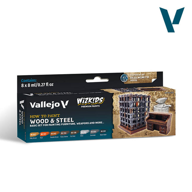 Vallejo Wizkids Premium set: Wood & Steel (8 Colours) Acrylic Paint Set
