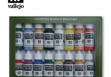 Vallejo Model Colour: Basic Colors USA - 16 Colour Acrylic Paint Set