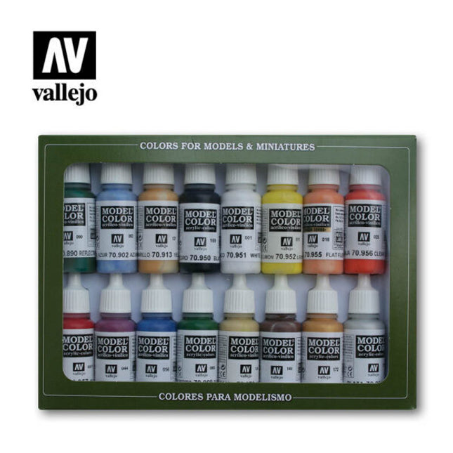 Vallejo Model Colour: Basic Colors USA - 16 Colour Acrylic Paint Set
