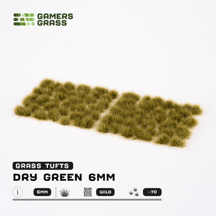 6mm Tufts - Dry Green, Wild - Gamers Grass