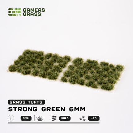 6mm Tufts - Strong Green, Wild - Gamers Grass