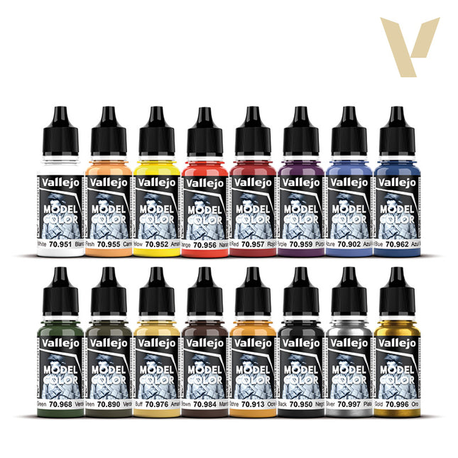 Vallejo Model Colour: Basic Colors USA - 16 Colour Acrylic Paint Set