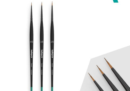 Vallejo Hobby Brushes: Detail Definition Set - Synthetic fibers (Sizes 4/0, 3/0 & 2/0)
