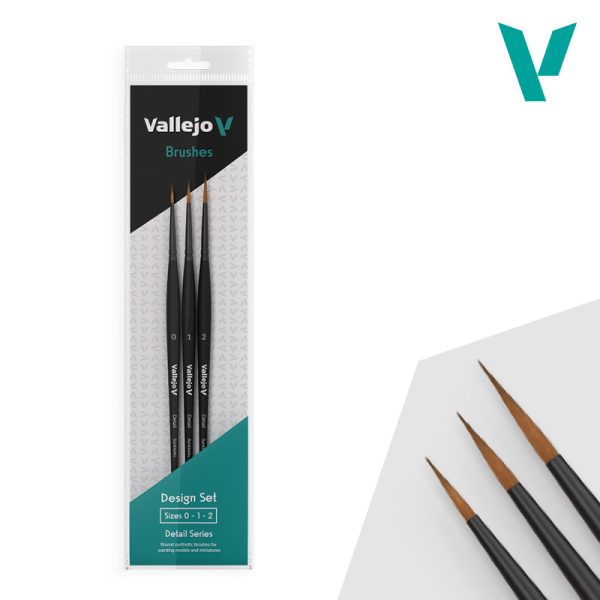 Vallejo Hobby Brushes: Detail Design Set - Synthetic fibers (Sizes 0, 1 & 2)