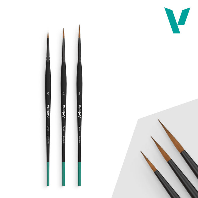 Vallejo Hobby Brushes: Detail Design Set - Synthetic fibers (Sizes 0, 1 & 2)