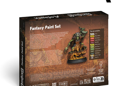 Vallejo Fantasy Paint Set by Squidmar Miniatures - 12 Acrylic Paints + Exclusive Miniature