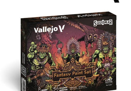 Vallejo Fantasy Paint Set by Squidmar Miniatures - 12 Acrylic Paints + Exclusive Miniature