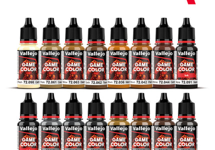 Vallejo Game Colour Leather & Metal - 16 Colour Acrylic Paint Set
