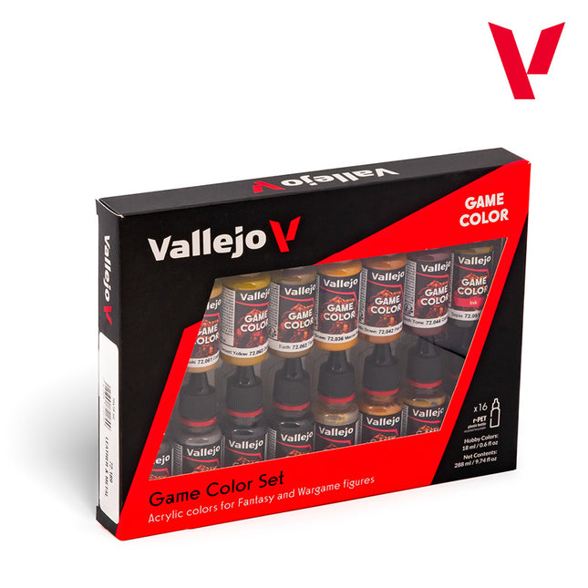 Vallejo Game Colour Leather & Metal - 16 Colour Acrylic Paint Set